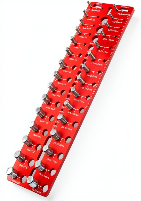 Manalete 30-Size Nut and Bolt Thread Checker Red CNC Aluminum Gauge-0