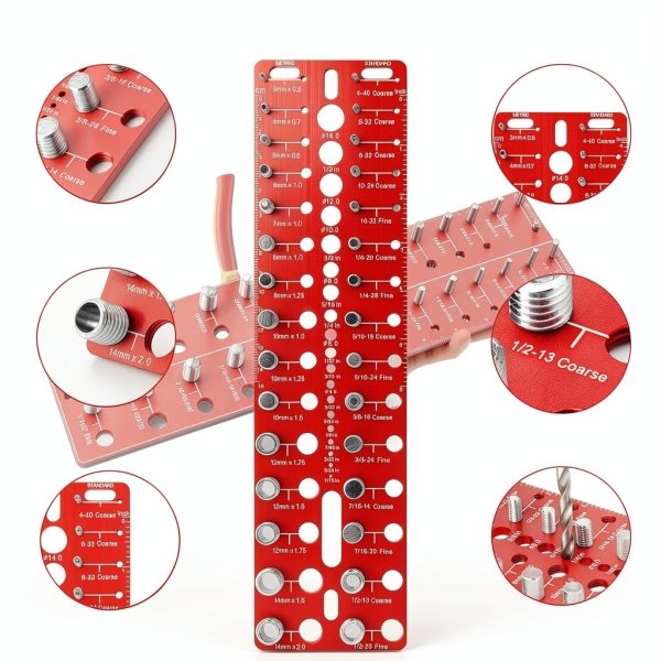 Manalete 30-Size Nut and Bolt Thread Checker Red CNC Aluminum Gauge-4